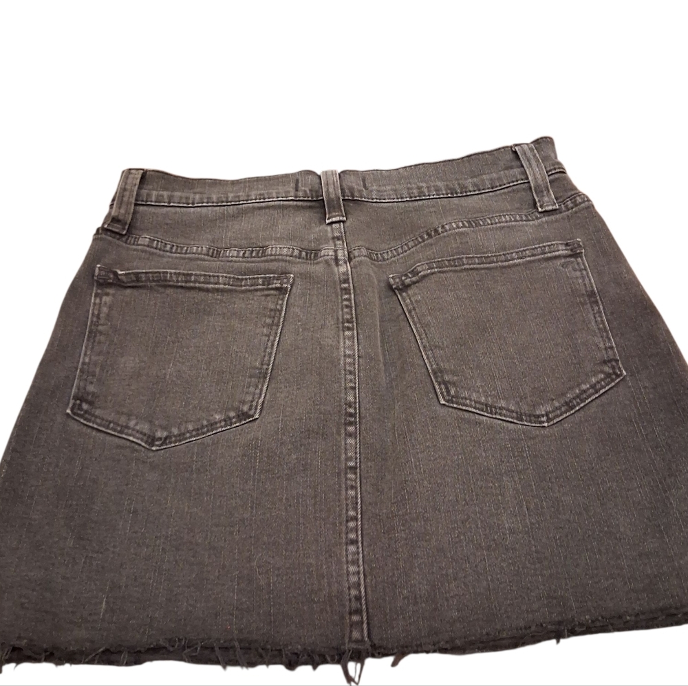 Madewell Size 27 Stretch Denim Straight Mini Skirt Raw Hem - Picture 8 of 9